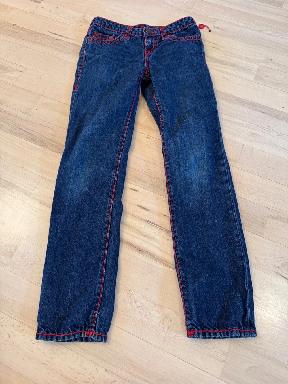 True Religion-Super T Contrast Stitching Skinny Jeans-Size 14-Unisex-Y2K